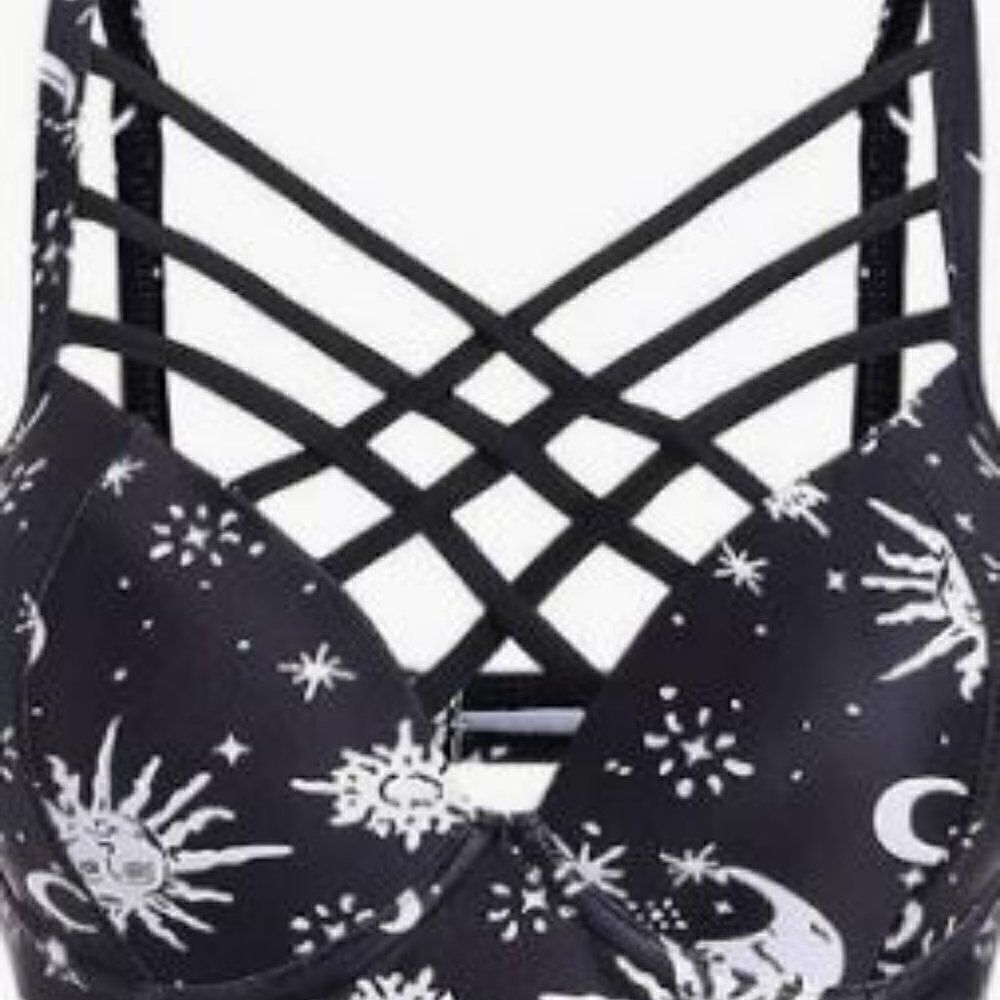 Women's Sun Star Moon Lattice High Waisted Tankini Swimsuit size 8